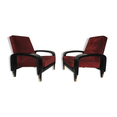 Paire de fauteuils club italien des années 50