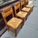 4 chaises paillées années 50