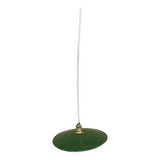 Vintage lampshade in green and white enamelled sheet metal with LED electricity