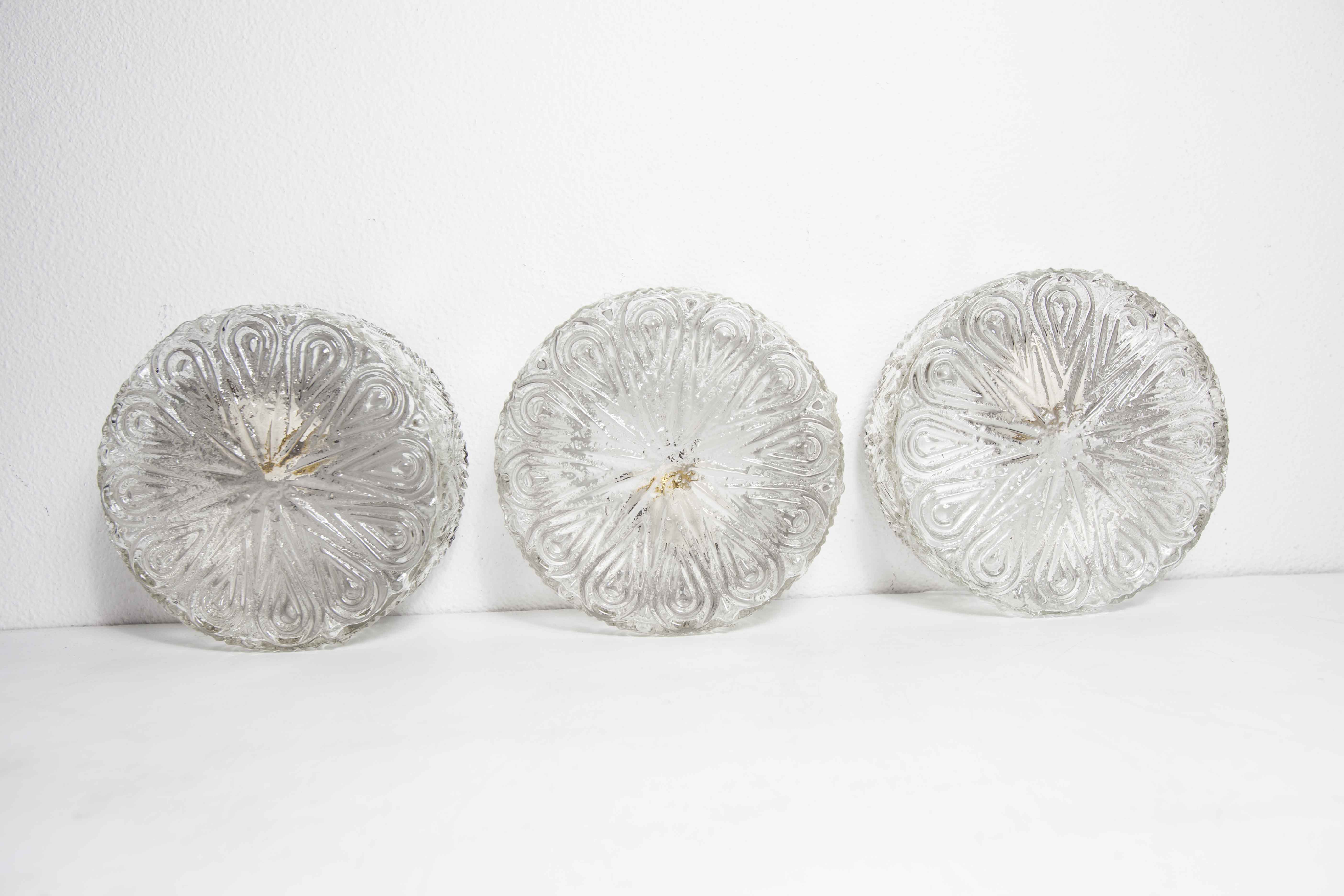 Set of 3 glass ceiling lamps 60