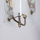 Vintage 1950s chandelier in decorated glass, italian design
