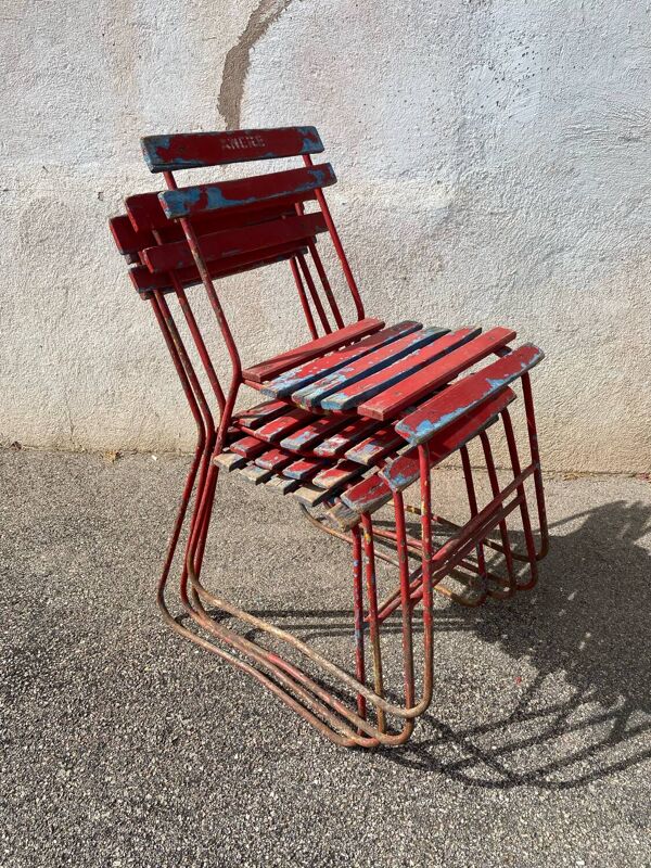 Série de 4 chaises brasserie publicitaire