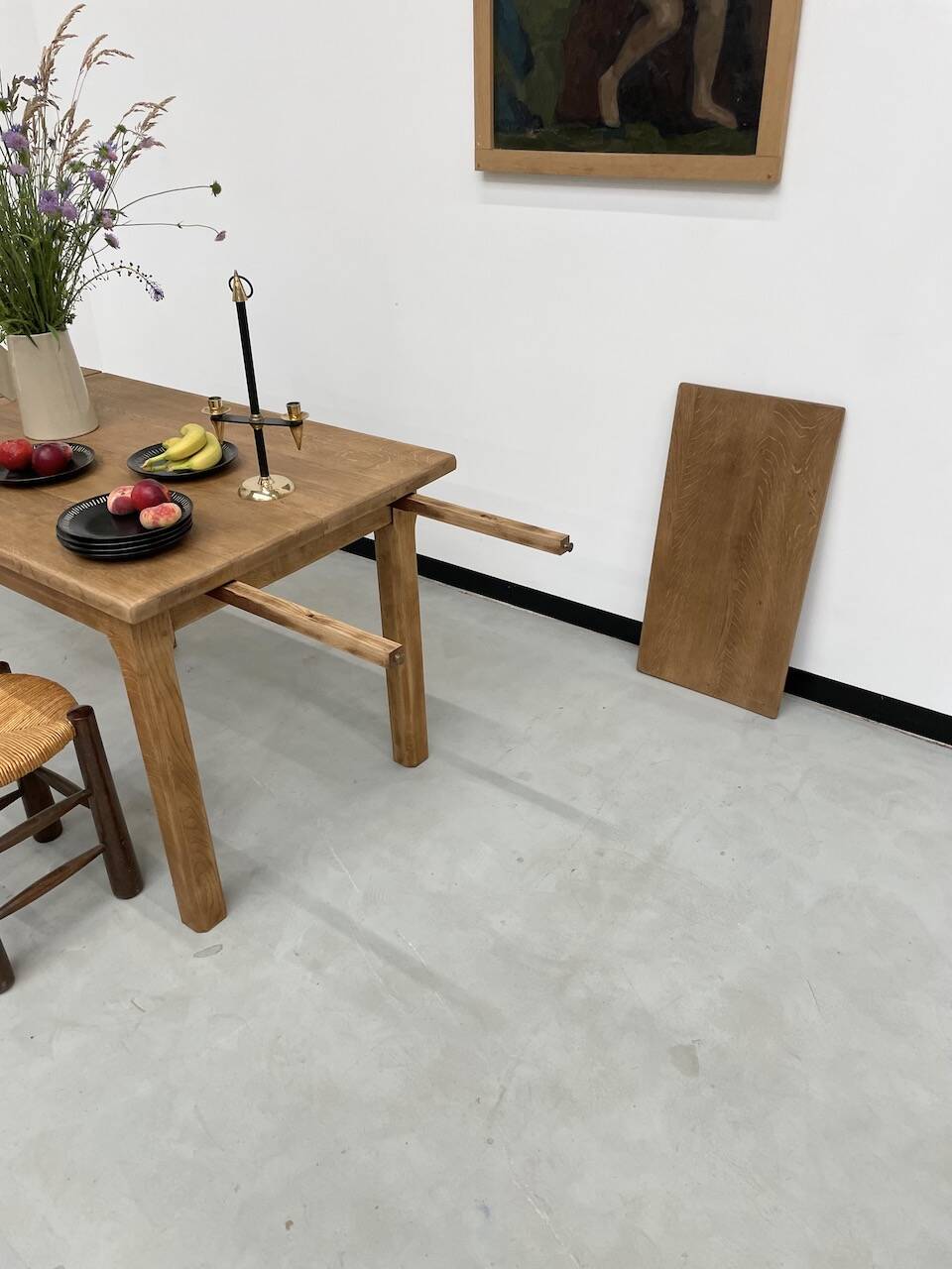 Oak farmhouse table 120cm + 200cm extensions