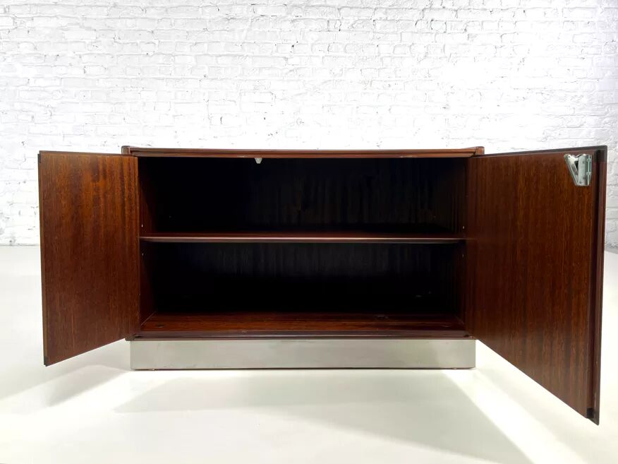 70s sideboard in rosewood and brushed aluminum