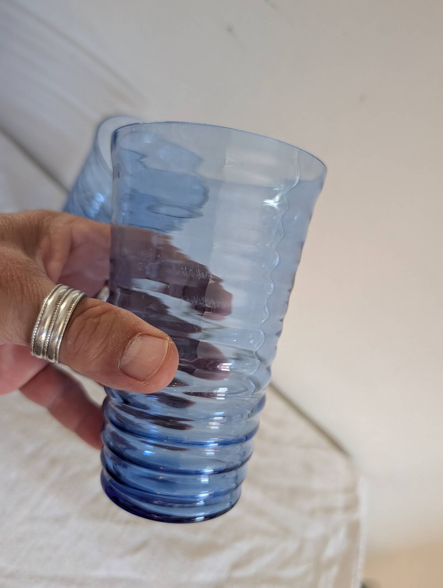 Long blue gradient drink glass – fine glass – 1970s