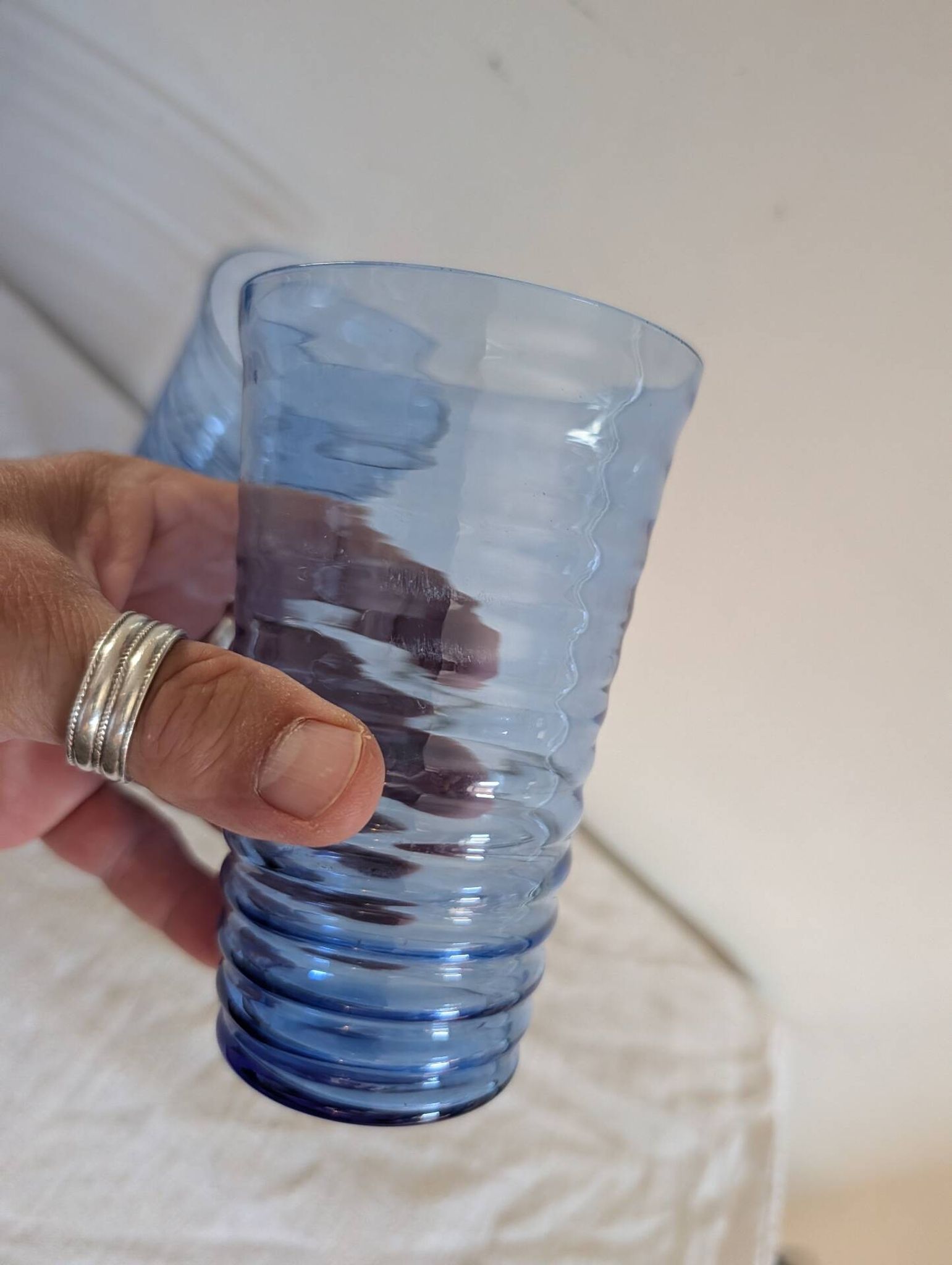 Long blue gradient drink glass – fine glass – 1970s