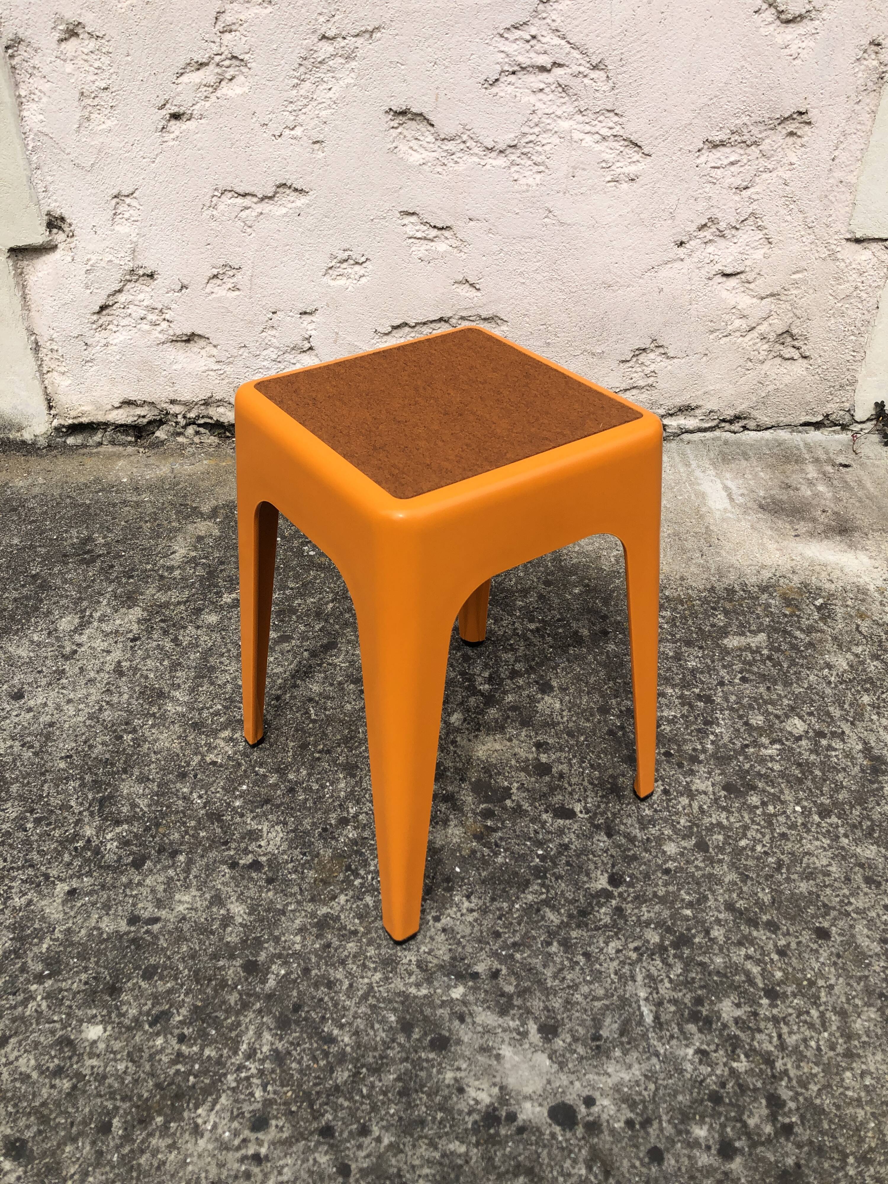 Orange plastic stool, 1970