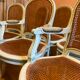 6 chaises 2 fauteuils en cannage, de style L.XVI , peint vert clair