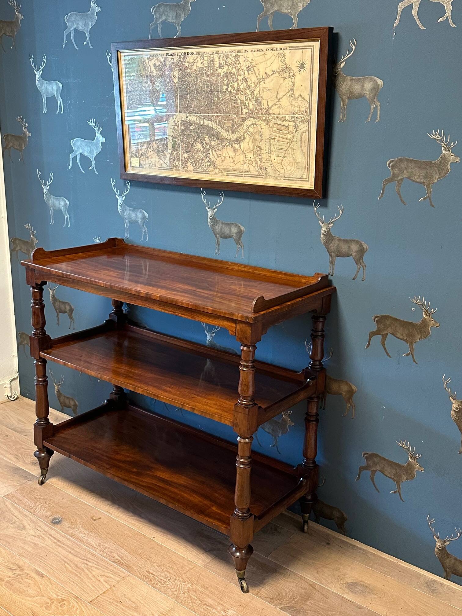 antique mahogany three-tiered étagère