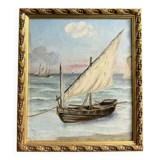 Marie C: tableau huile sur toile marine au voilier époque Napoléon III