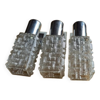 Vintage glass and aluminum wall lights