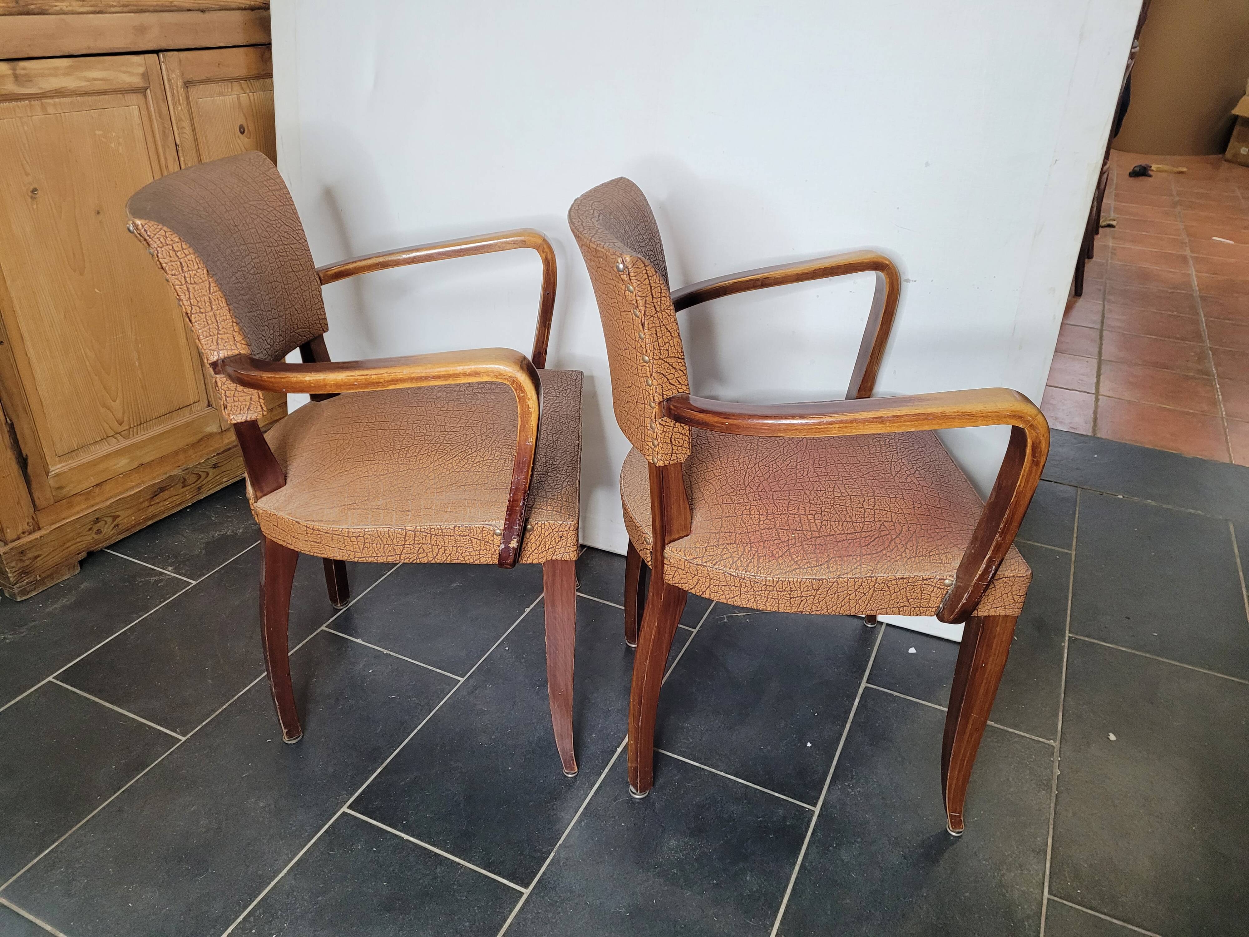 Pair of skai bridge armchairs