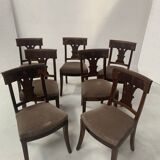 Suite de sept chaises en acajou massif XIX siècle