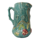 Antique turquoise Art Deco majolica pitcher vase with a snake motif