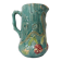 Antique turquoise Art Deco majolica pitcher vase with a snake motif