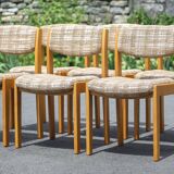Dining room chairs X 6, vintage chair, vintage wood and fabric chair, series of chairs, decoration