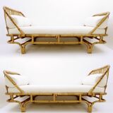 Pair of mid century modern Italian bamboo daybeds
