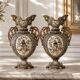 Paire de vases balustres en majolique de 1885 signés Gerbing & Stephan
