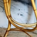Tripod booster coffee table in rattan 50s