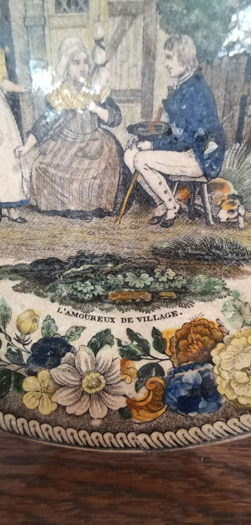 Old talking plate Creil Montereau Louis Lebeuf & Thibault