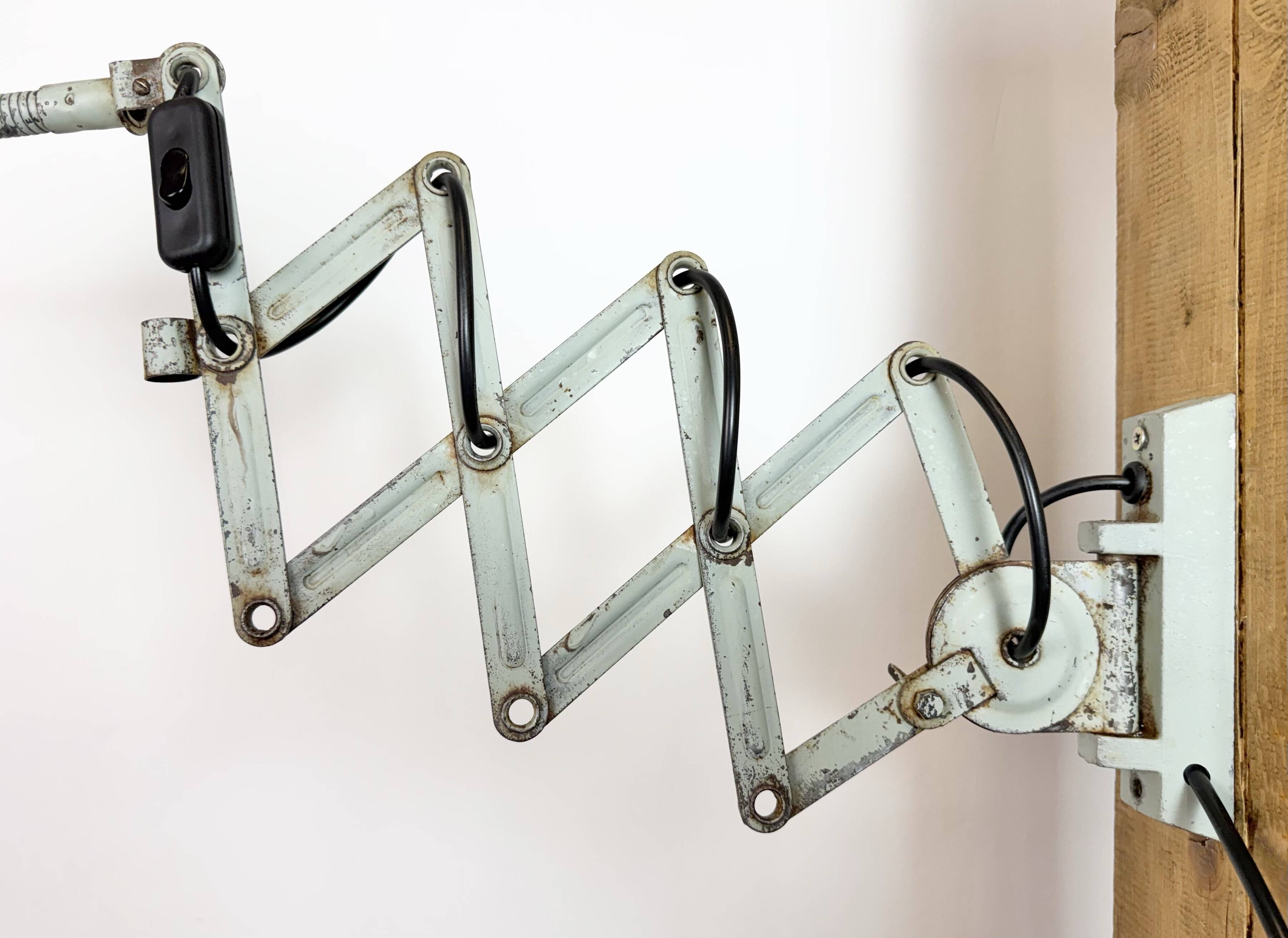 Green Industrial Scissor Wall Lamp from Elektroinstala, 1960s