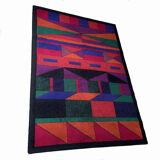 Psychedelic Memphis Style abstract Rug Carpet by Atrium Tefzet, Germany 1980s