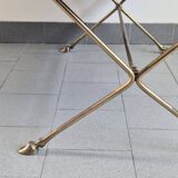 Vintage 1970 coffee table in bronze & glass with goat's foot legs 70s chic