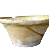 Bol à confit français ancien à glaçure jaune, tian