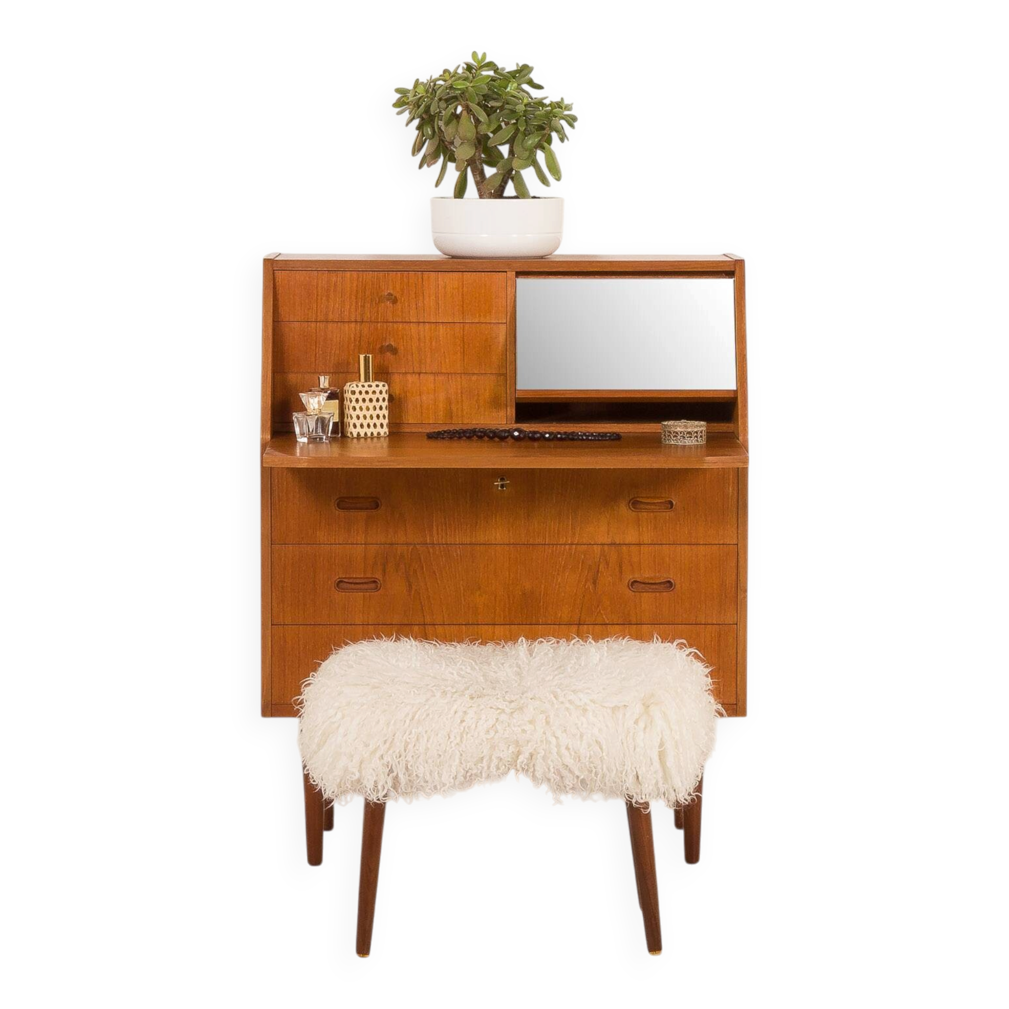 Danish teak secretaire with hidden vanity, 1960s