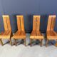 Set of 4 oak brutalist dining chairs, 1970s