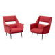 Pair of vintage red armchairs with armrests – 1960s/70s