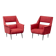Pair of vintage red armchairs with armrests – 1960s/70s