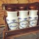 6 vintage opaline spice jars