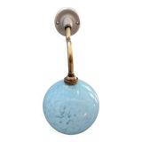 Antique opaline wall lamp Clichy blue swan neck porcelain art deco 1930 diameter 13 cm