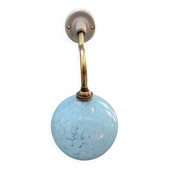Applique ancienne opaline Clichy bleu col de cygne porcelaine art déco 1930 diamètre 13 cm