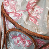 Standing worker in rattan and toile de Jouy style fabric