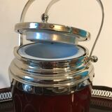 Service tray of silver metal, wood and fake tortoiseshells 1970