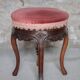 Victorian style stool, wooden and pink velvet stool, piano stool