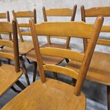 Lot of 9 1960s Campagarde bistro chairs