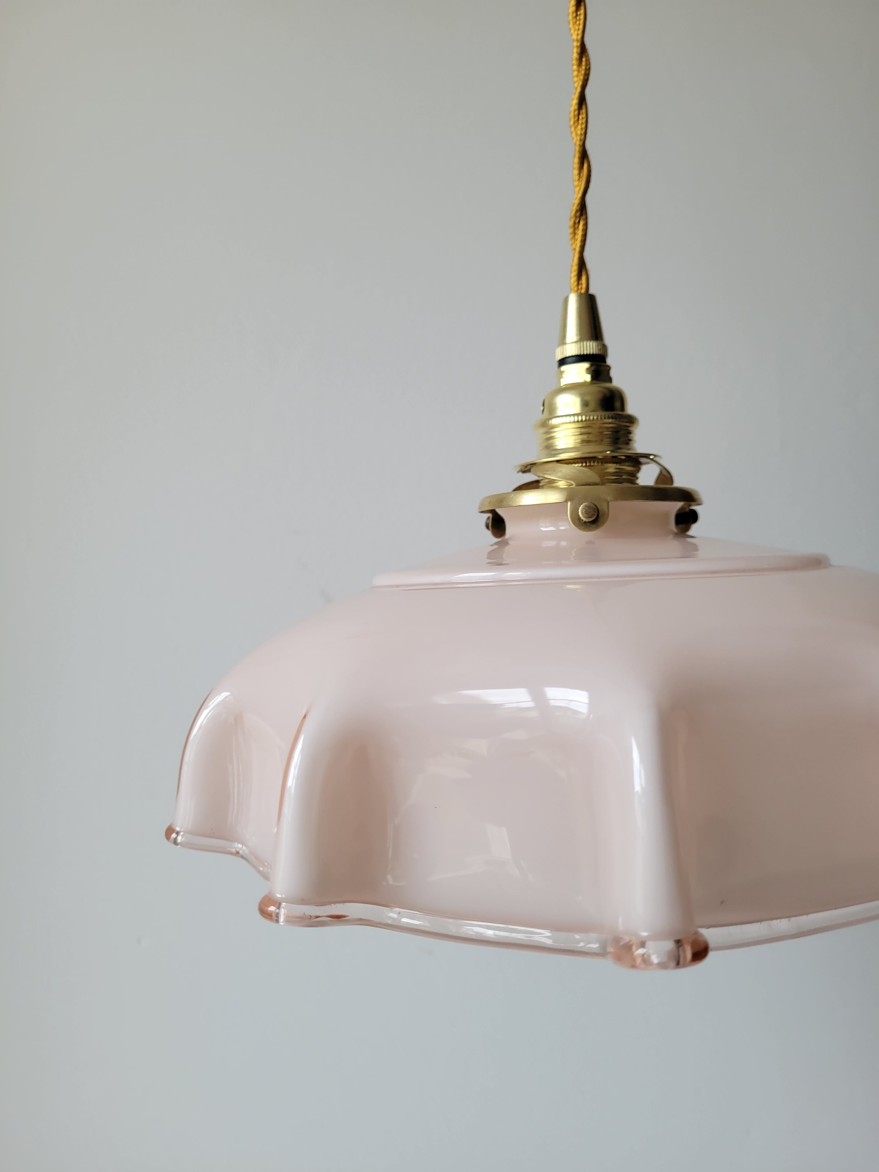 Pink opaline pendant light