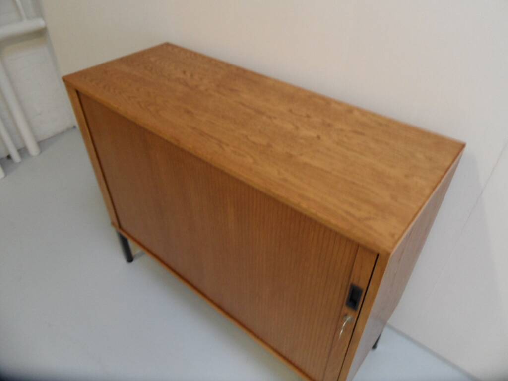 Vintage oak filing cabinet with roller shutter