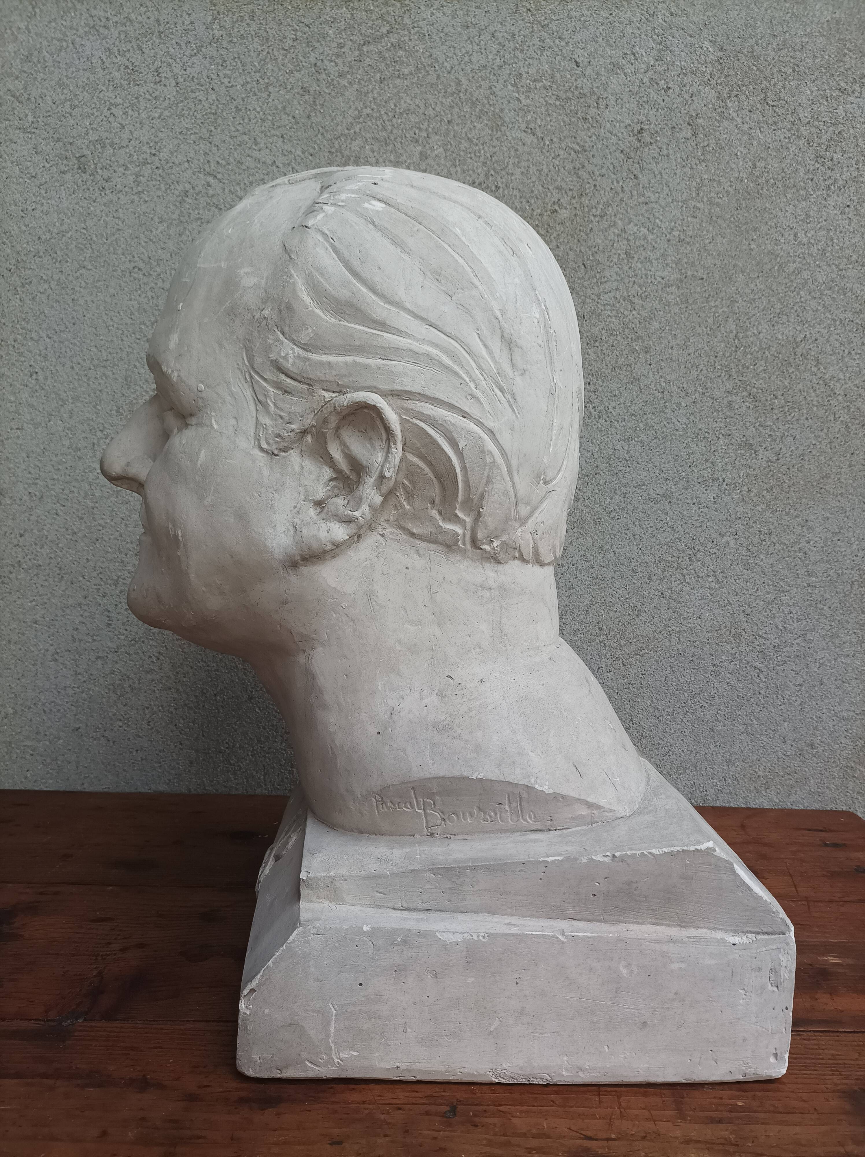 Pascal Boureille (1909-1999) Plaster bust signed portrait of a doctor