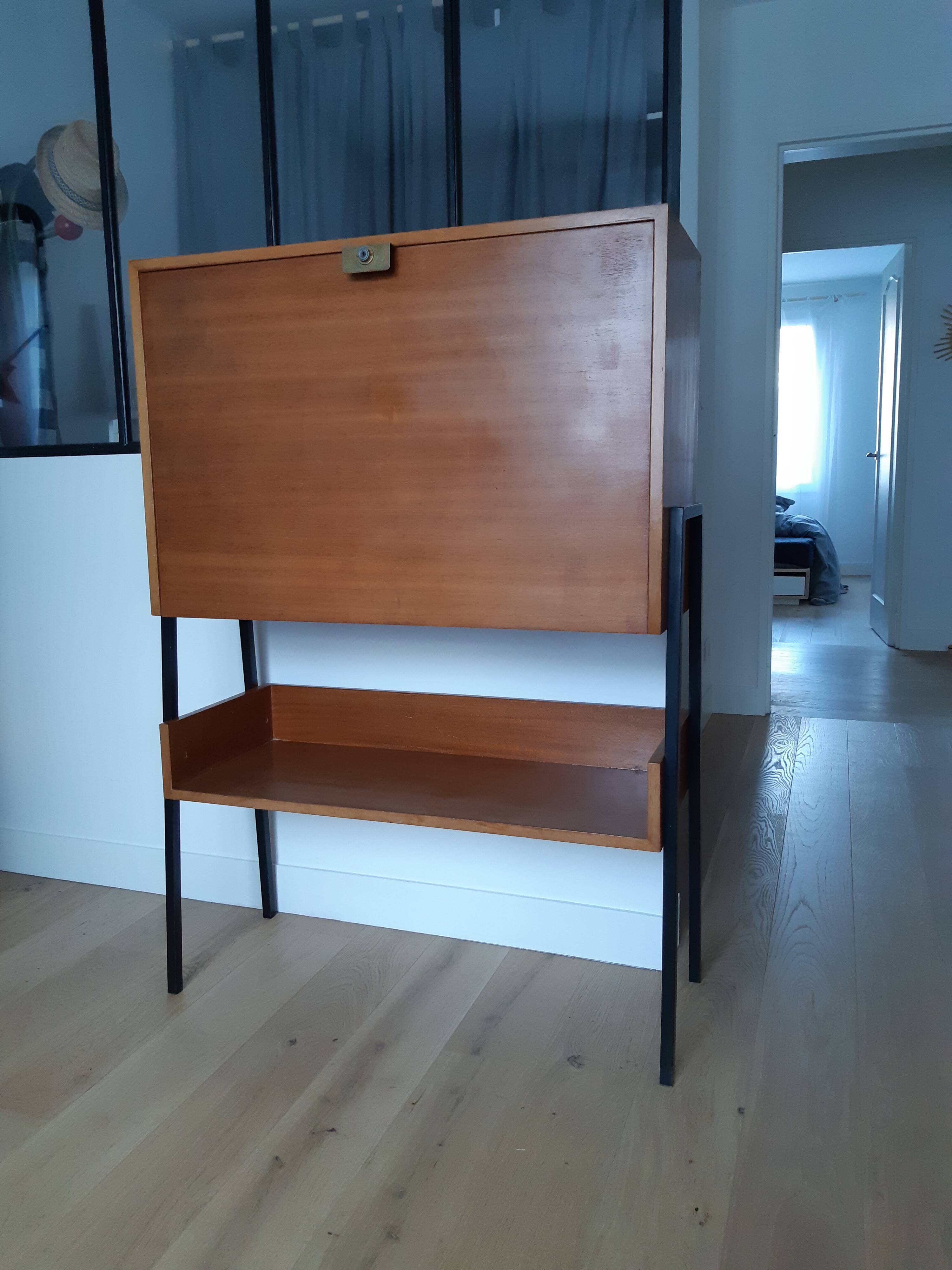 Writing desk wood and metal Jean Domps