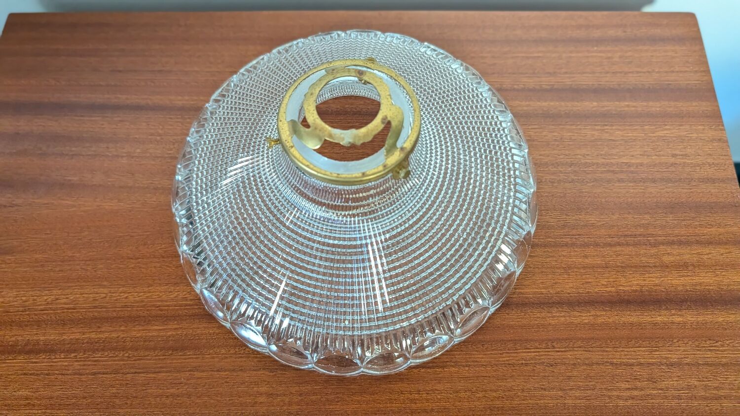 Moulded glass lampshade with concentric relief circa 1950