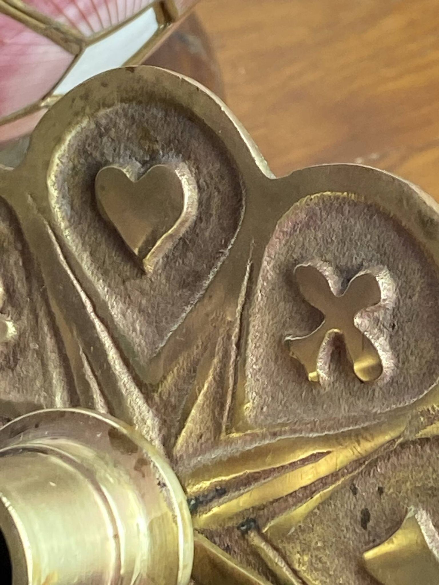 Handheld candlestick in bronze, card game decoration