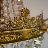 Empire style lustre with pearl beads in gilded bronze, circa 1880.