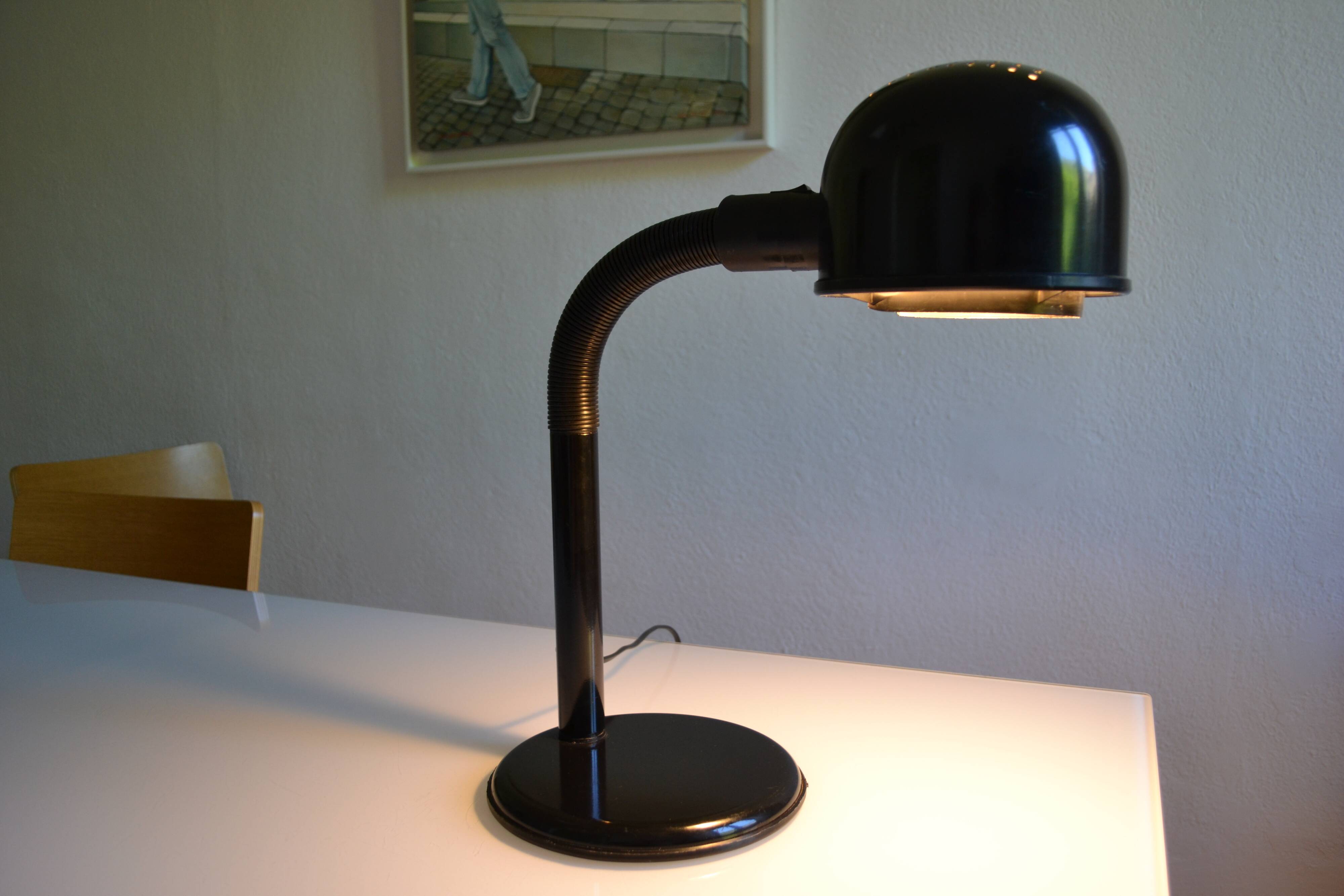 Black goose neck desk lamp ALDA 1980 Swedish Mid-Century