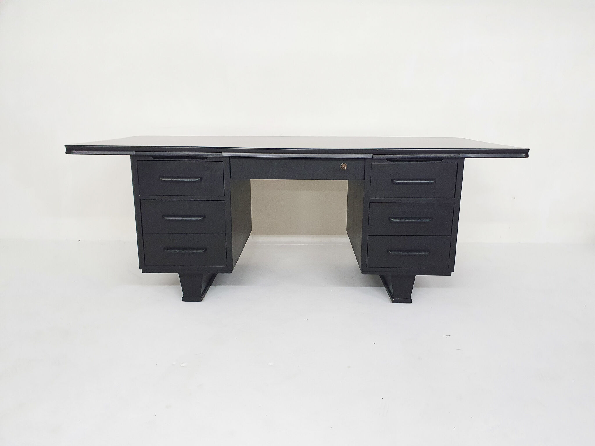 Black wooden executive desk, 1960's