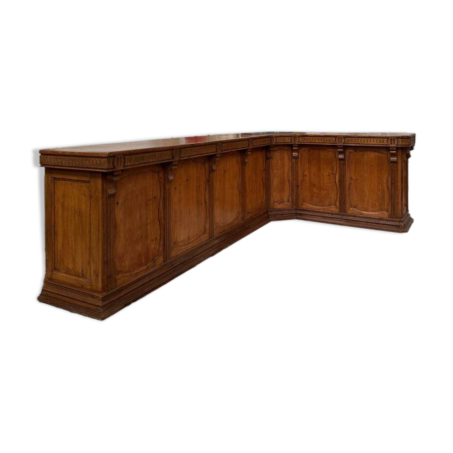 Large corner bar counter from the late 19th century.
