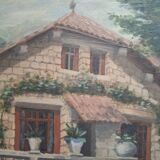 Painting on a plaque: Alsatian house